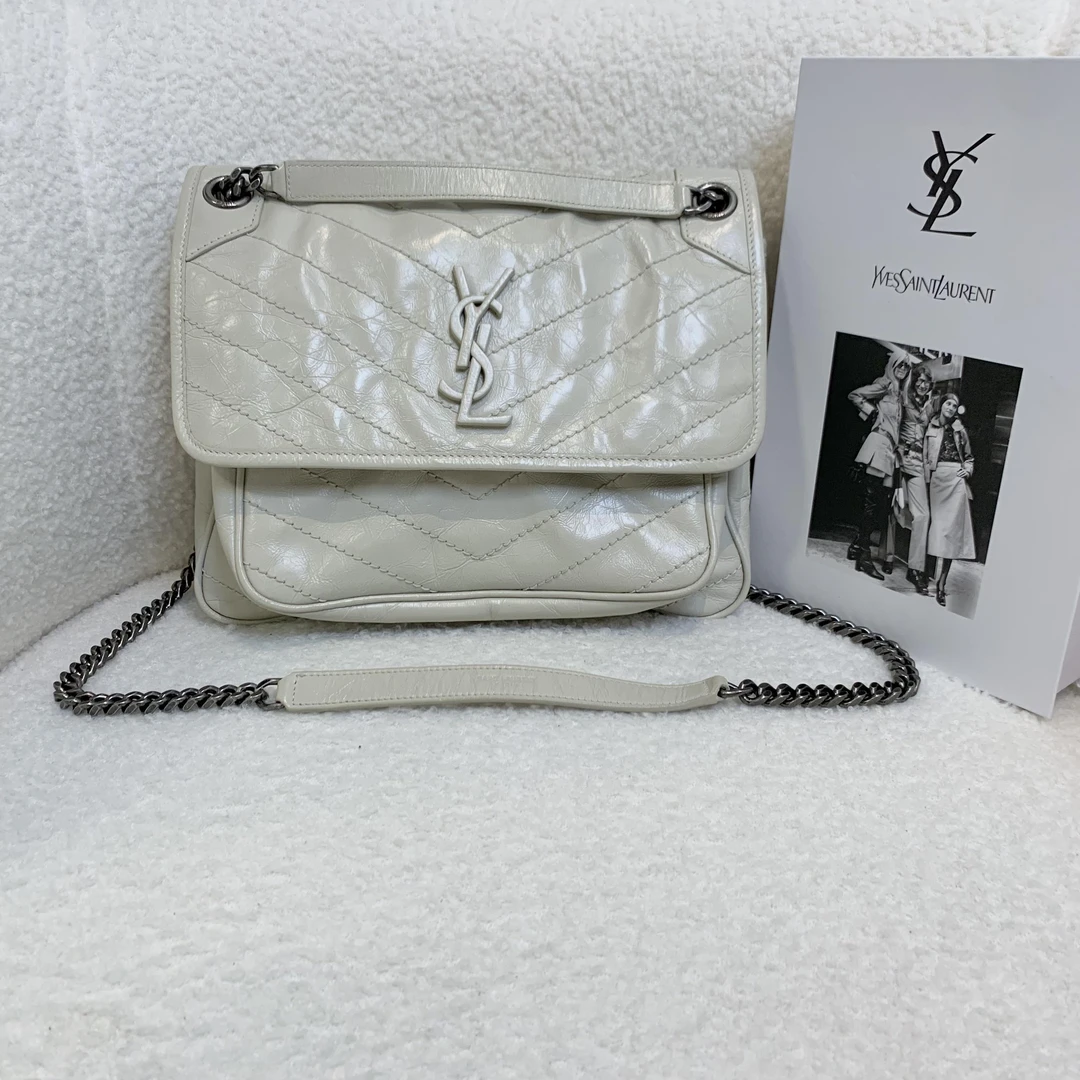 99新 YSL/圣罗兰 壹臻/白银niki中号斜挎包 11757878