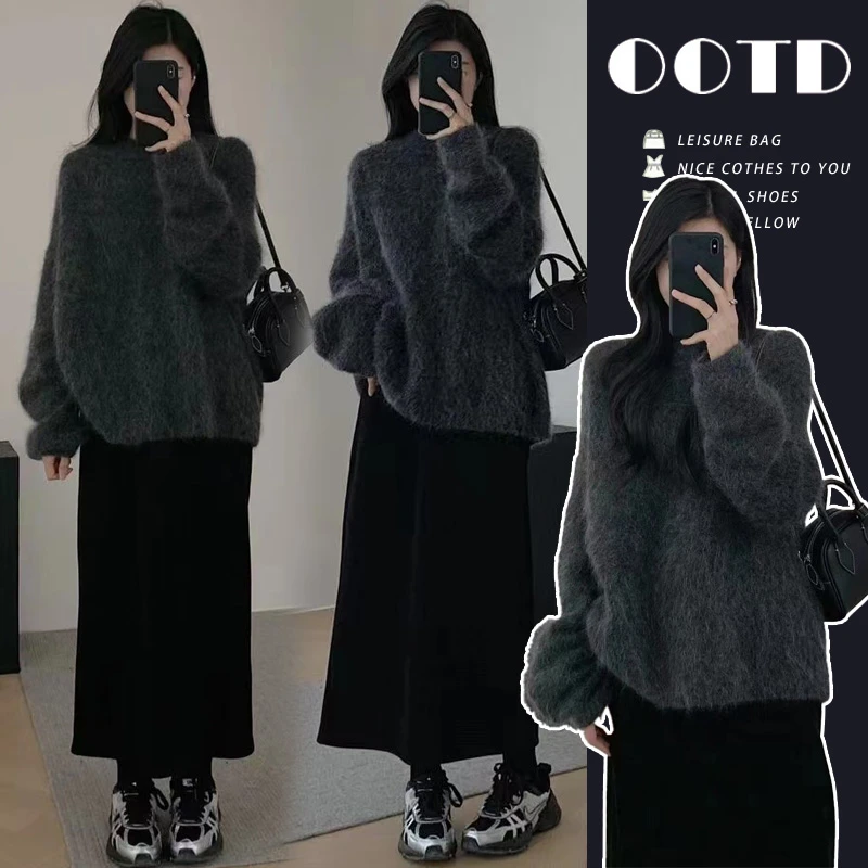 孕妇装秋冬搭配一整套2025新款软糯糯毛衣加厚半身裙气质时尚套装