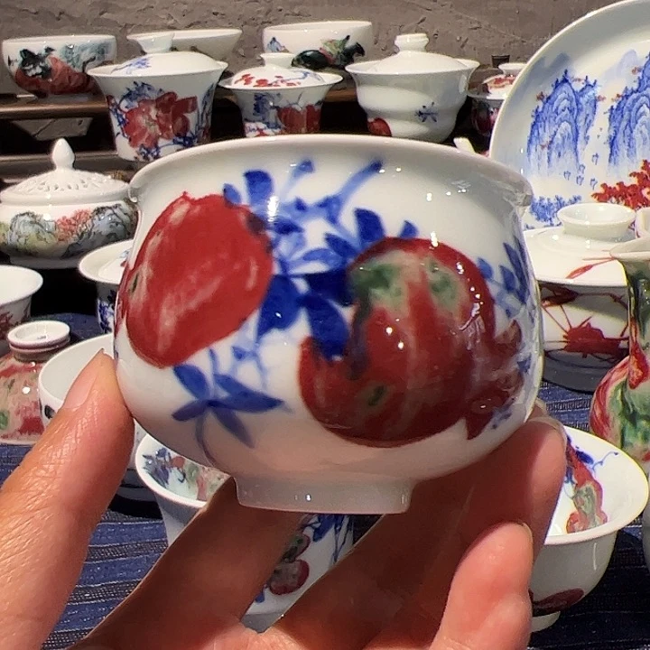 摆件原矿青花釉里红瓷器