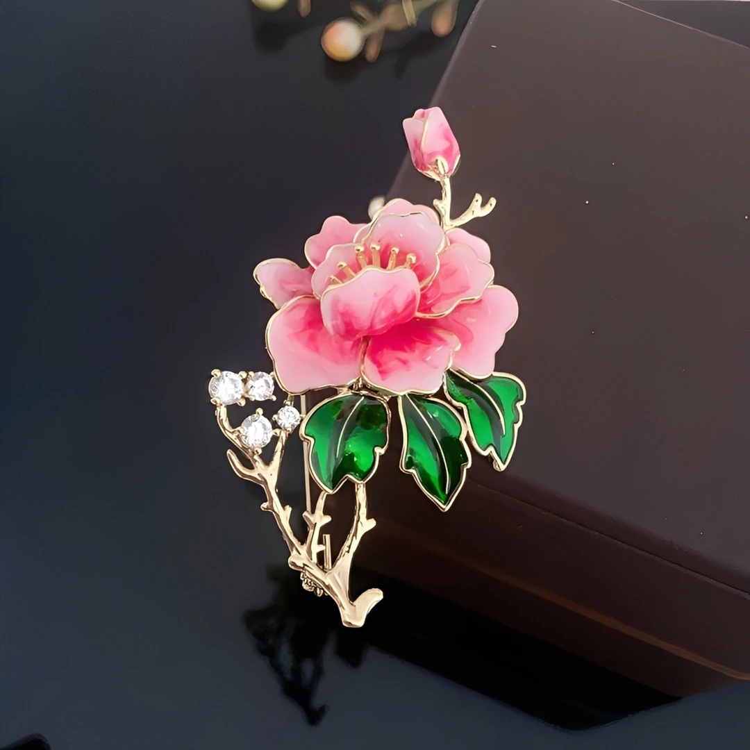 铜合金胸针 新中式【牡丹花】高档胸针饰品女奢华大气百搭提升气质
