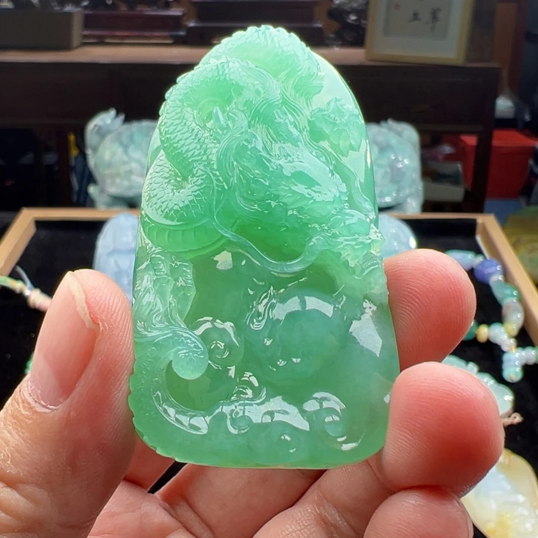 颈饰未镶嵌翡翠安**素天然缅甸翡翠吊坠