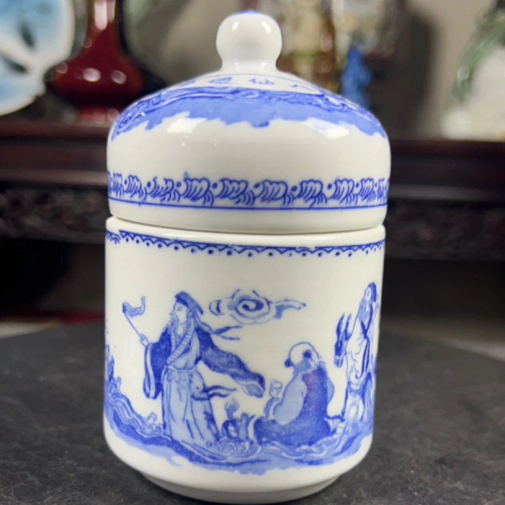 釉下彩八仙过海温酒器