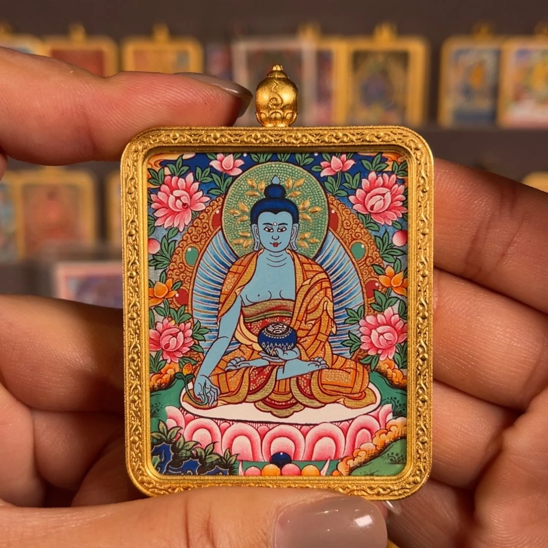 吊坠药师青海热贡唐卡