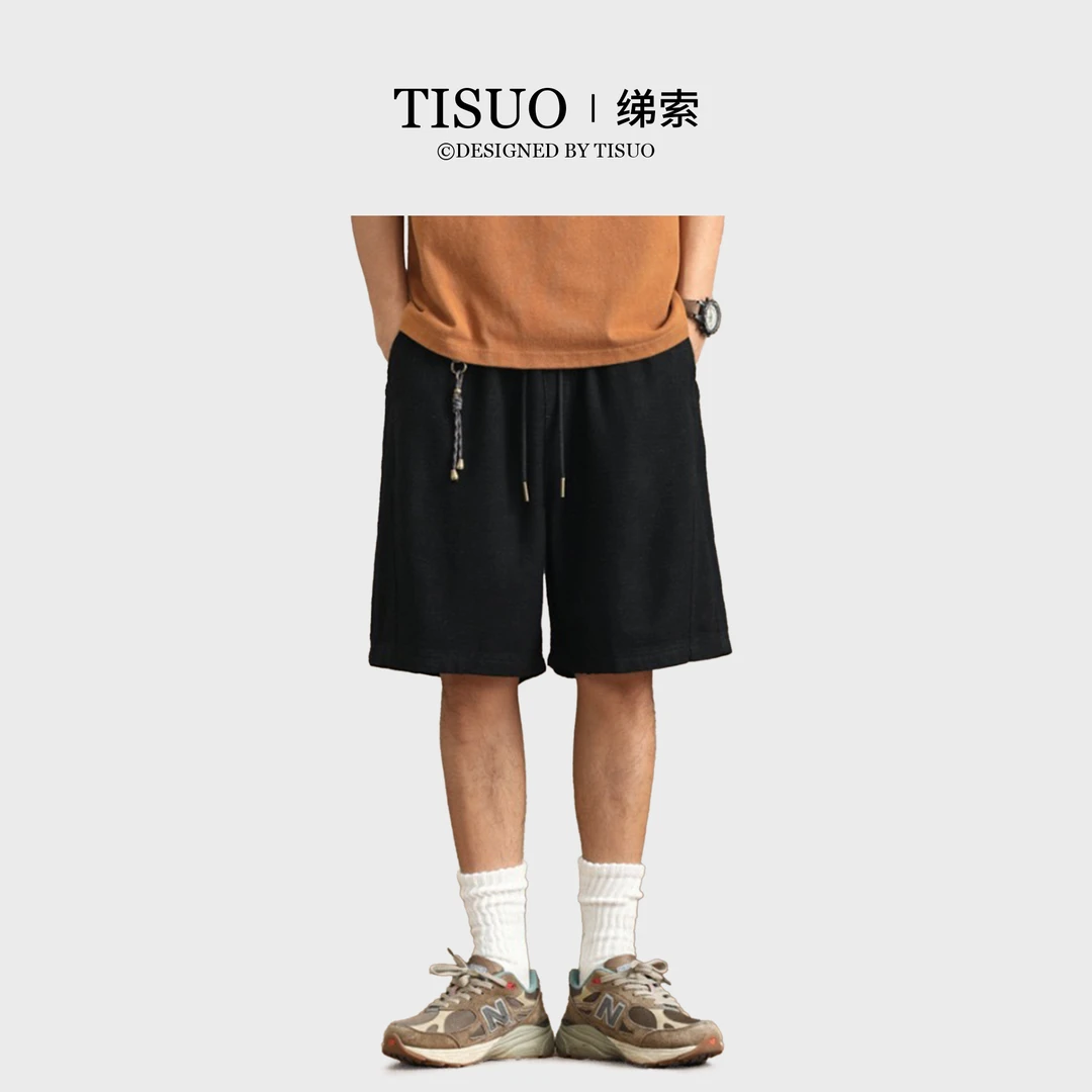 TISUO/绨索极简亚麻抽绳五分短裤TS558829
