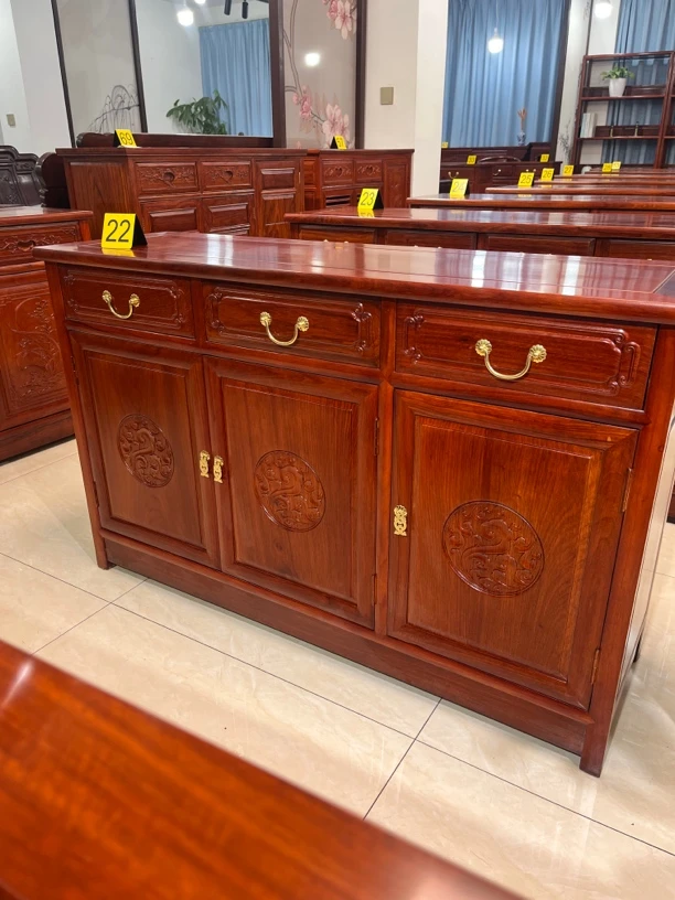 红木花梨木刺猬紫檀餐边柜三门柜子收纳储物柜118（三种雕花可选）