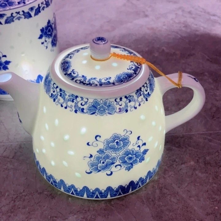 碗青花玲珑1.5升大茶壶