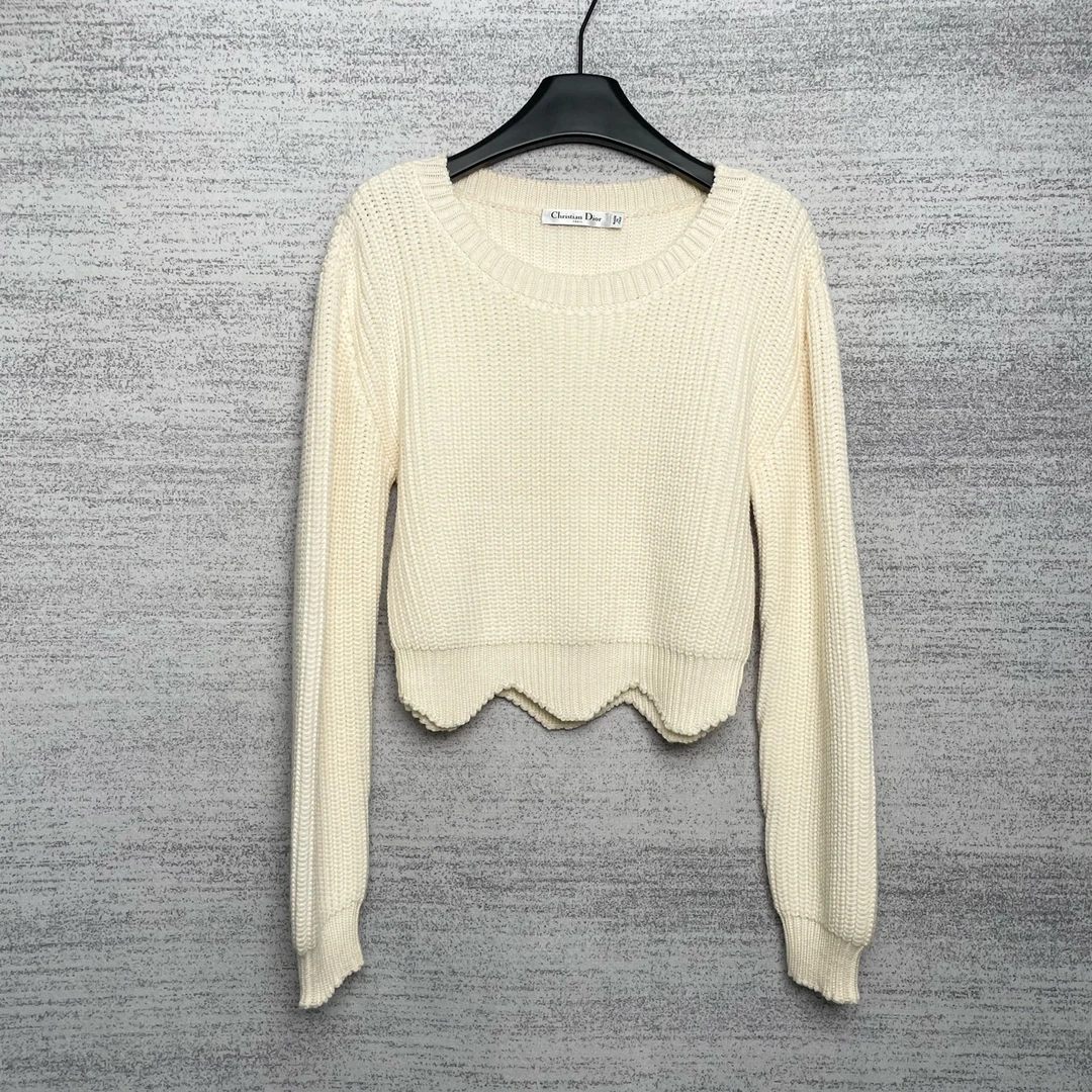 99新 DIOR/迪奥    99新/Dior/迪奥/W118339/米白色针织毛衣/34码