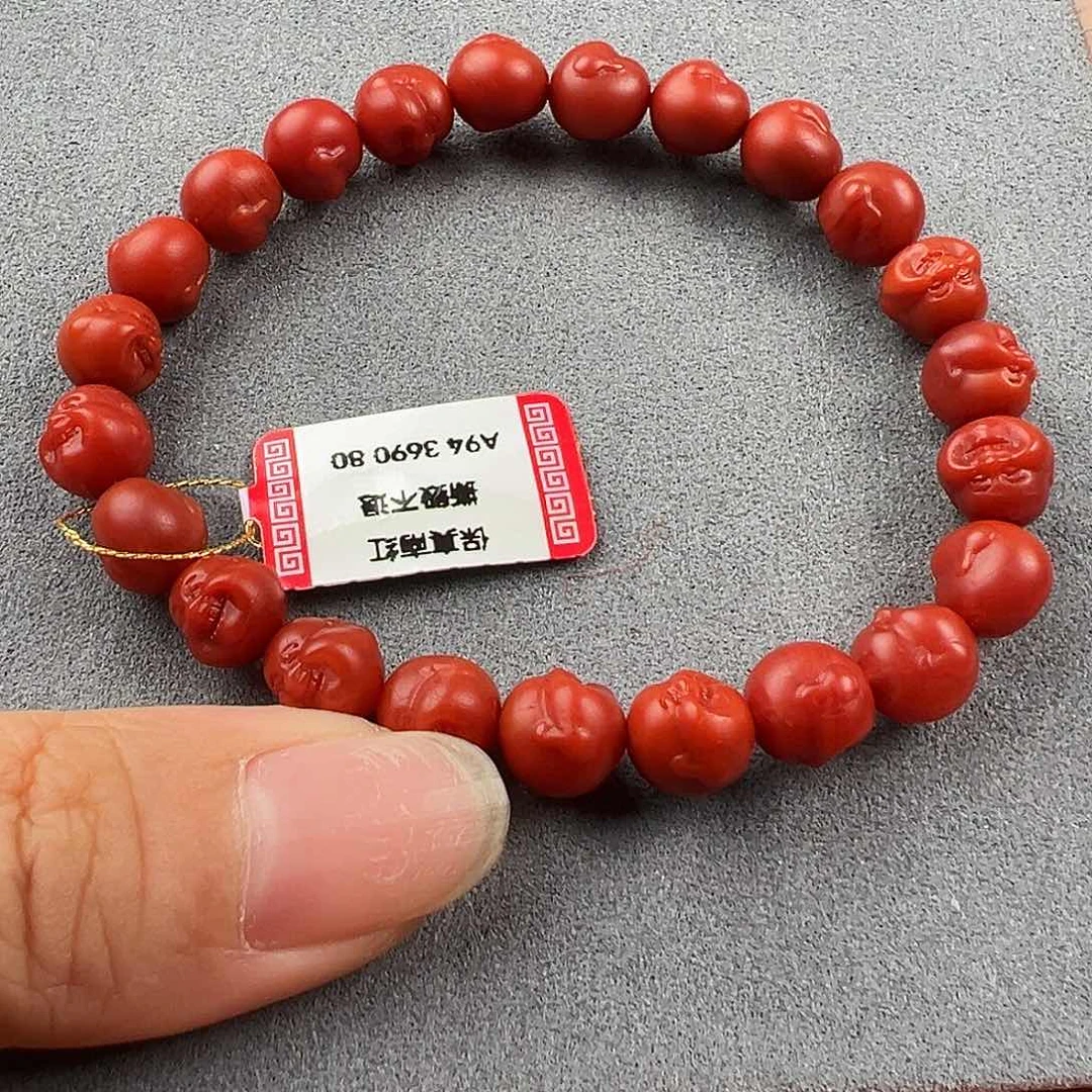 南红玛瑙佛头手串未镶嵌