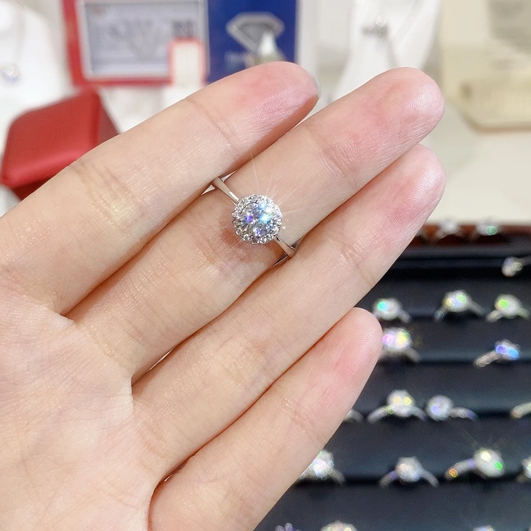 925银合成碳硅石光臂圆包1ct9