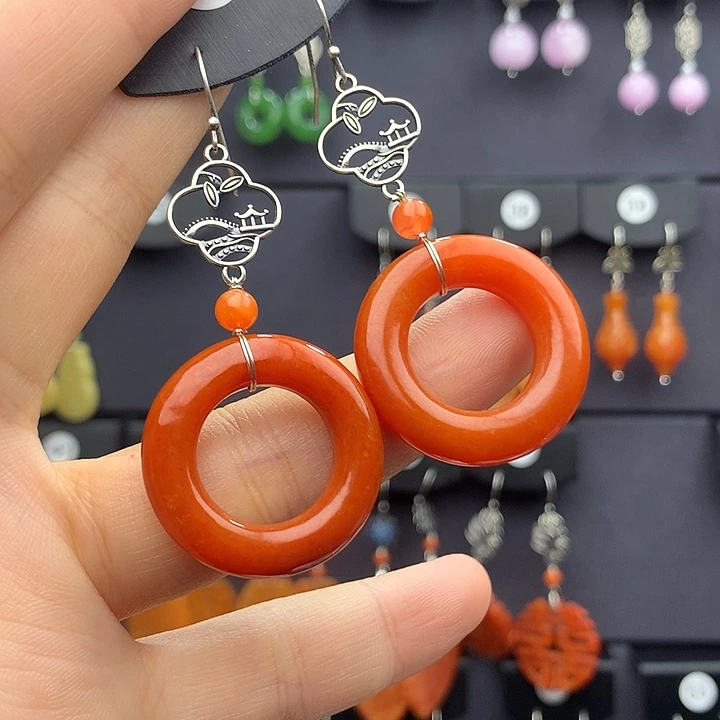 翡翠耳饰银S925镶嵌宣*亦55555