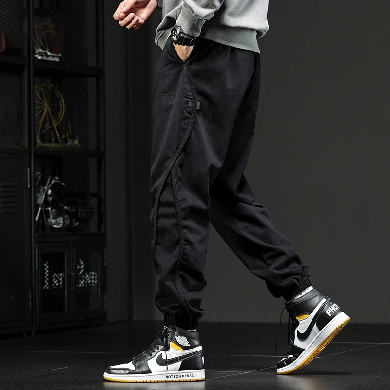 LEIGHZ/雷茨美式潮牌工装裤男士冬季宽松哈伦束脚大码休闲裤子男