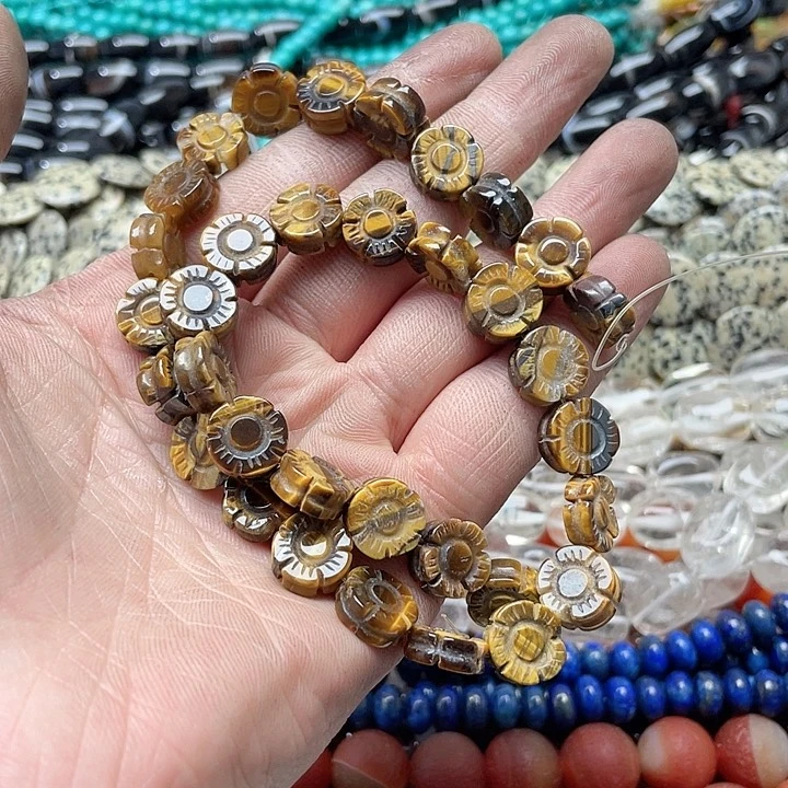 玛瑙/玉髓珠宝半成品未镶嵌一条12mm虎眼