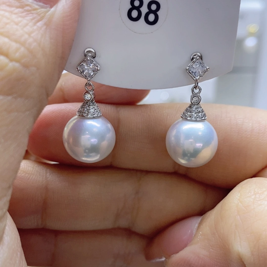 淡水珍珠耳饰银S925镶嵌