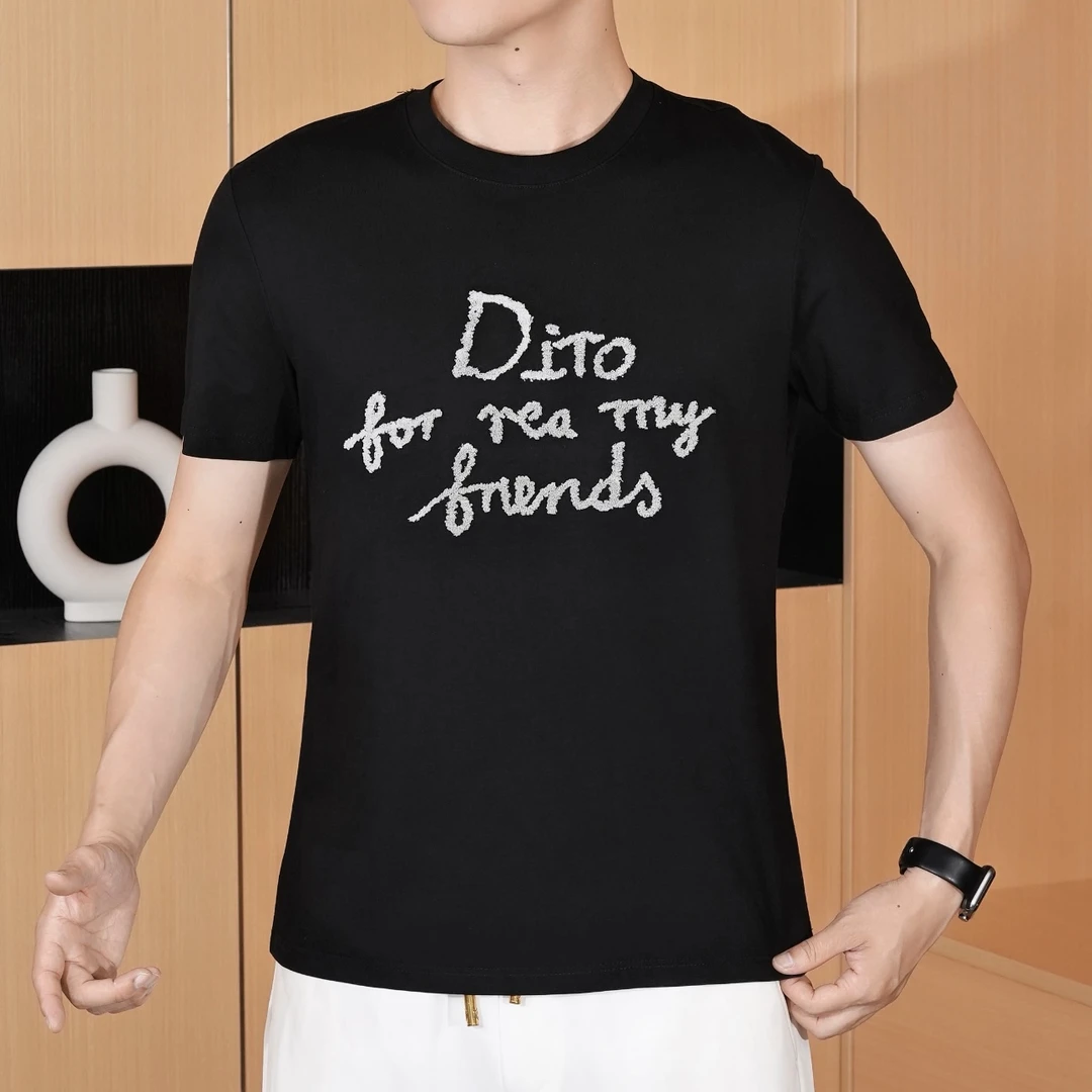 2025夏季新款网红个性轻奢潮流品质时尚男士冰凉百搭显瘦圆领短袖