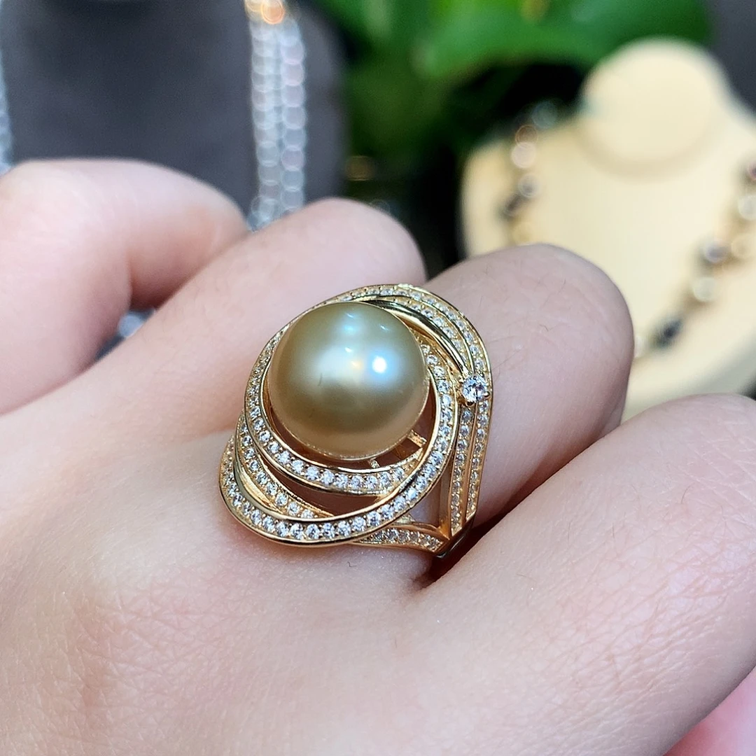 银S925镶嵌戒指海水珍珠