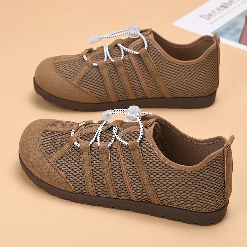 老北京潮流女单鞋一脚蹬百搭休闲鞋镂空网面德训鞋浅口平底阿甘鞋