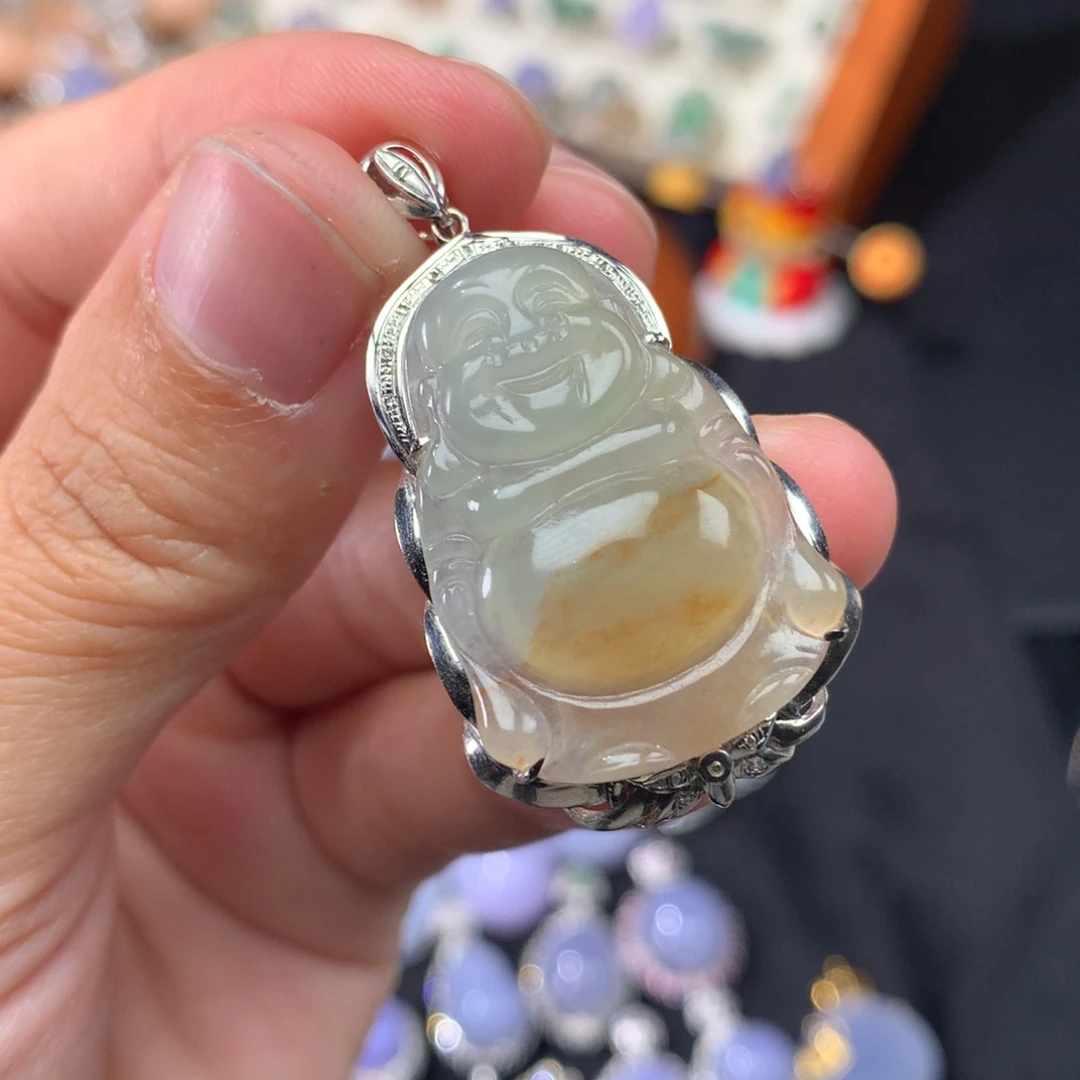 吊坠(不含链)18K金镶嵌翡翠