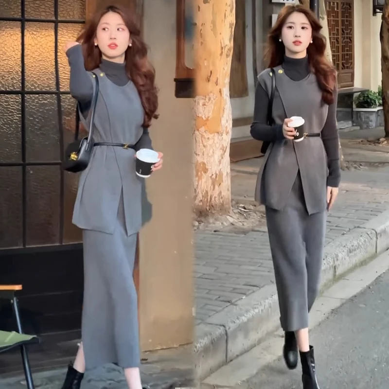 时尚马甲套装裙女秋季新款高级感穿搭一整套女神范气质名媛三件套