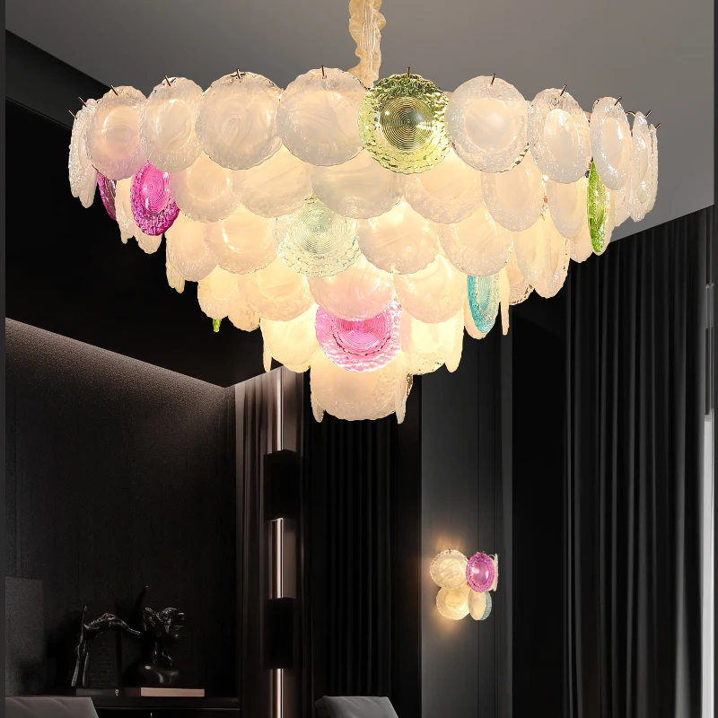 高端轻奢灯网红客厅浪漫公主卧室餐厅个性少女心彩色创意玻璃吊灯