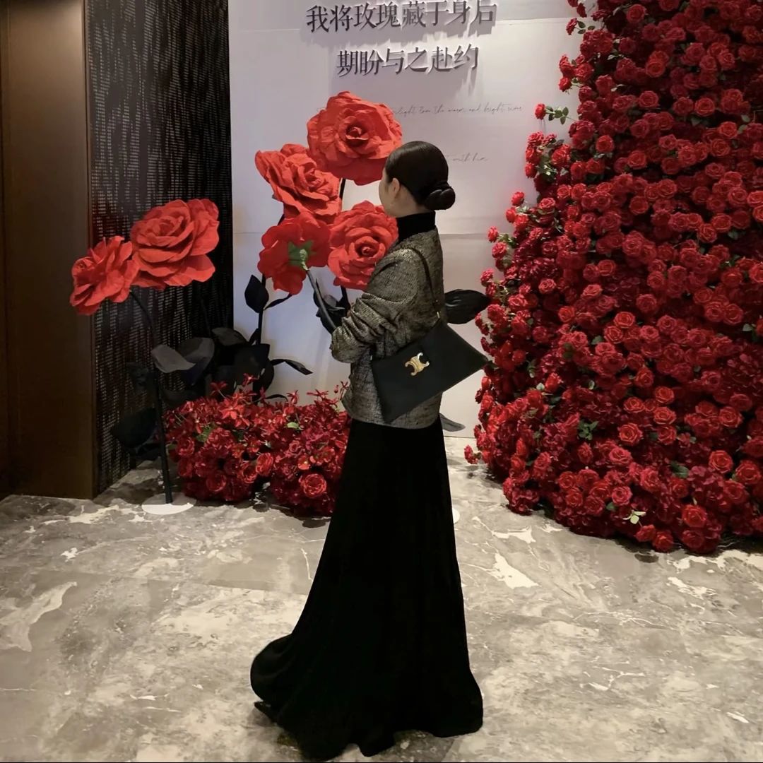 MISS BAO 黑金轻奢羊毛混纺小香风外套