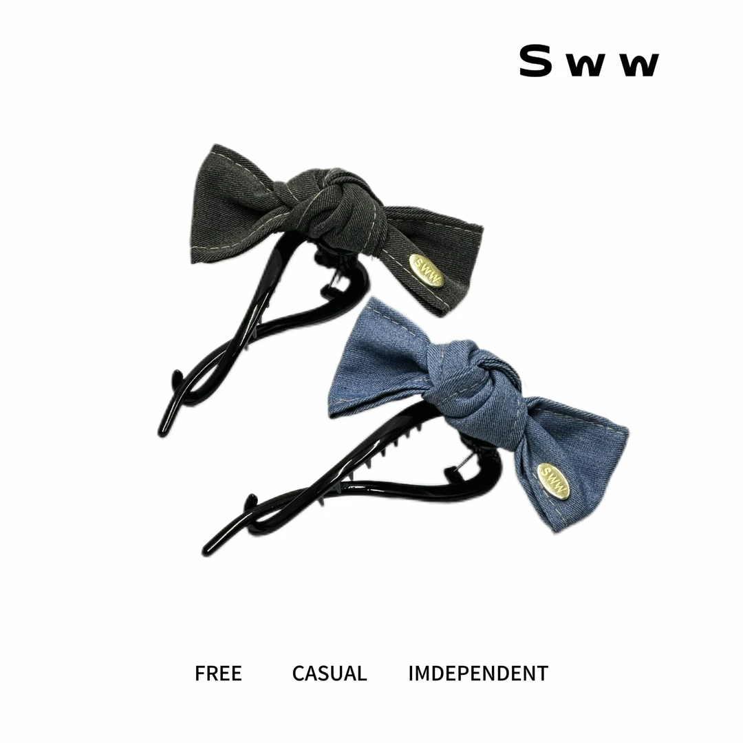 SWW新款复古蝴蝶结一字妞妞夹后脑勺舒适夹