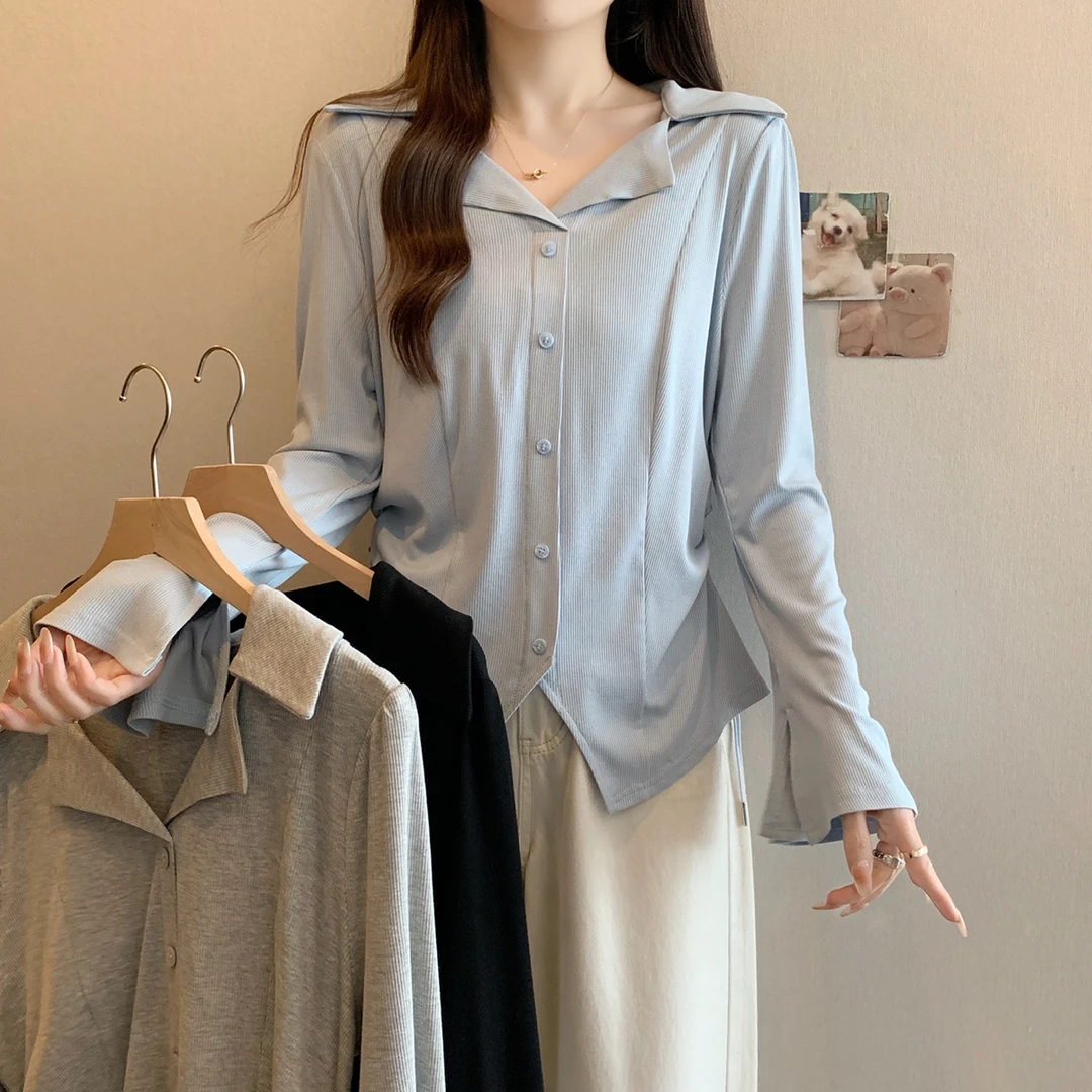 清长大码设计感2025春洋气百搭显瘦衬衫胖mm遮肉气质上衣女63962