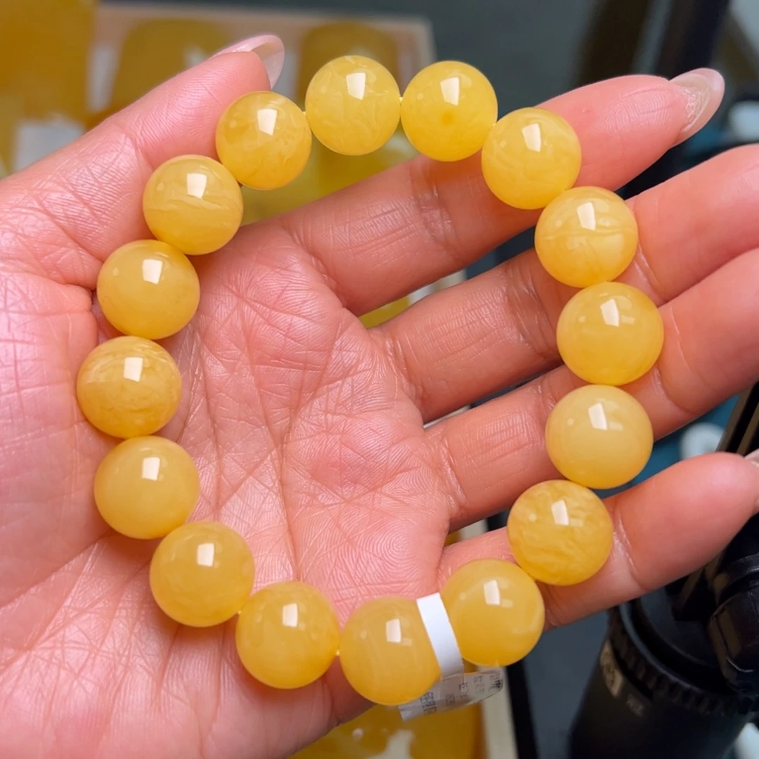 蜜蜡手链未镶嵌无烤色无优化无补胶