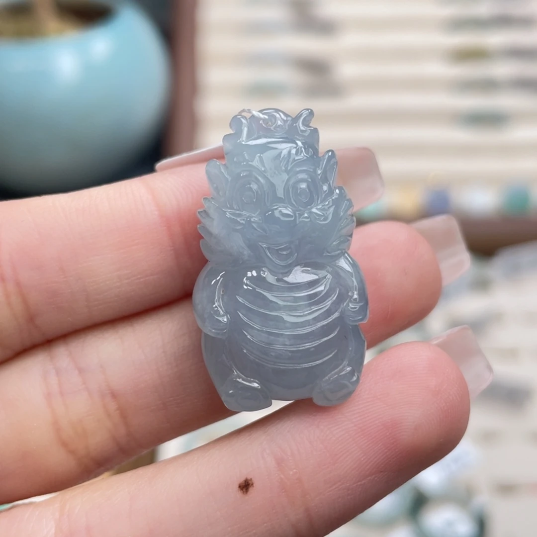 翡翠未镶嵌吊坠(不含链)a46雾霾蓝小胖龙