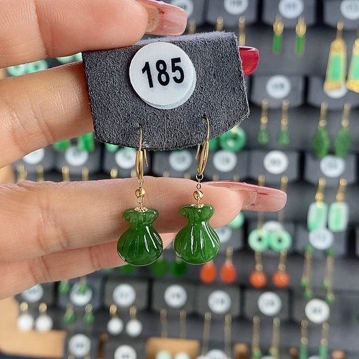 和田玉耳饰18K金镶嵌