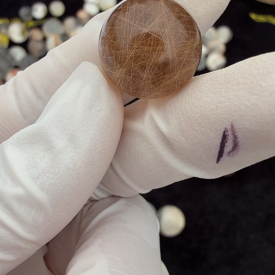 小***妖水晶珠宝半成品未镶嵌发晶15.7mm定制不退换