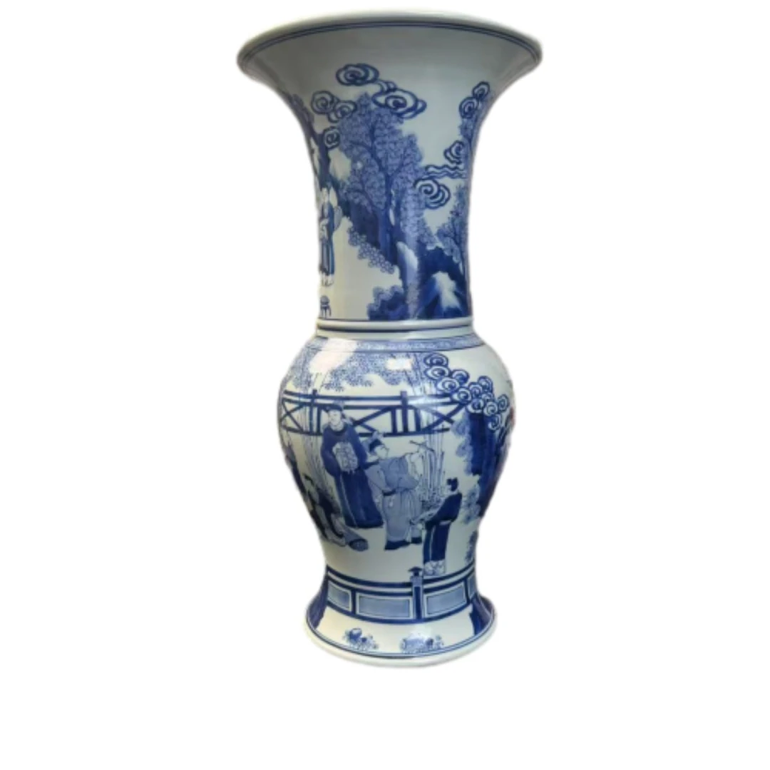 清康熙青花风景人物故事图青花花觚