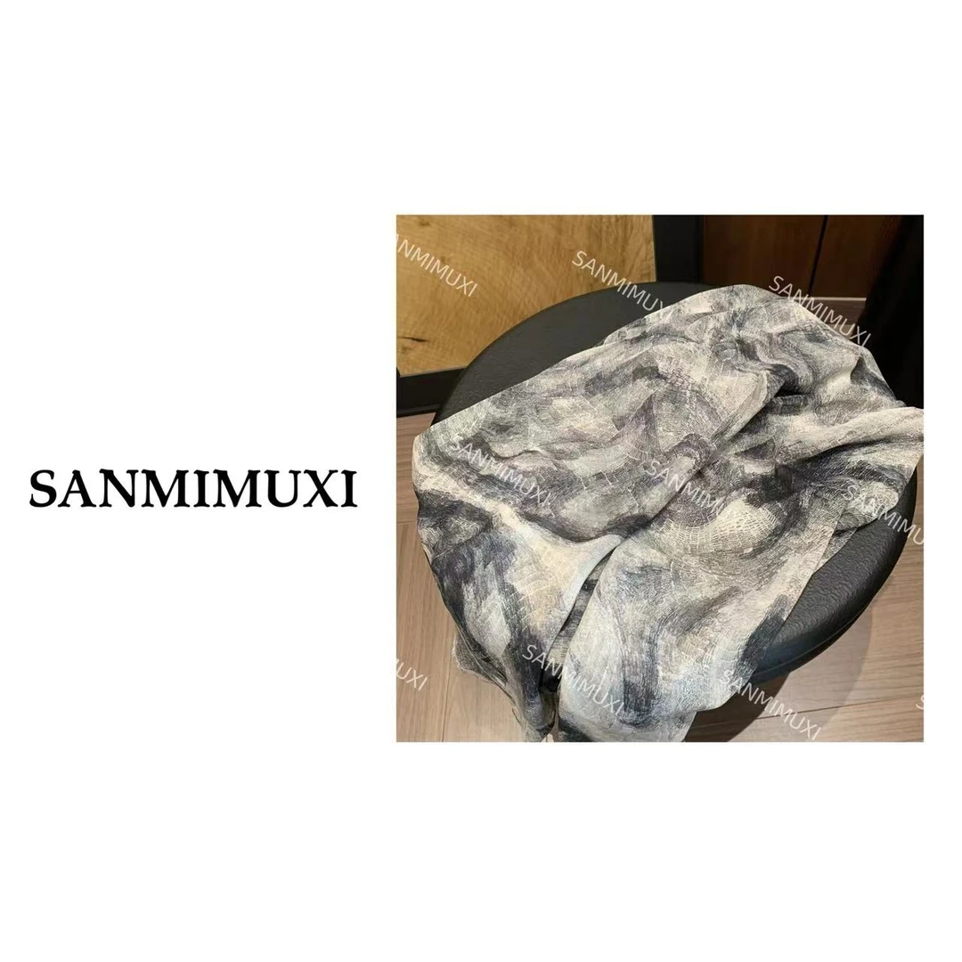 SANMI/叁米  CHAO薄高级感水墨晕染长袖上衣 2672