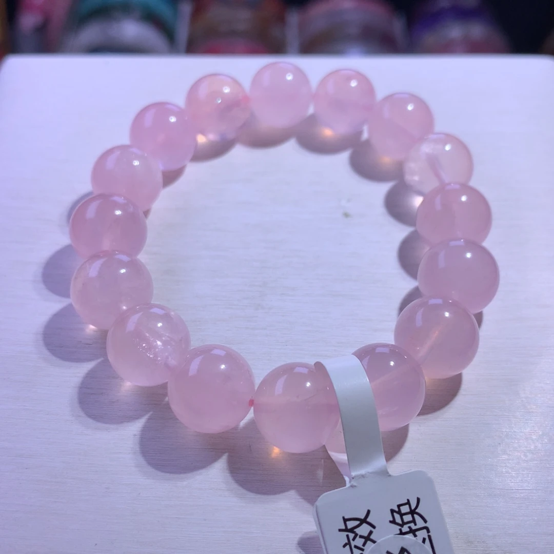 水晶银S925镶嵌手串粉晶12.6m