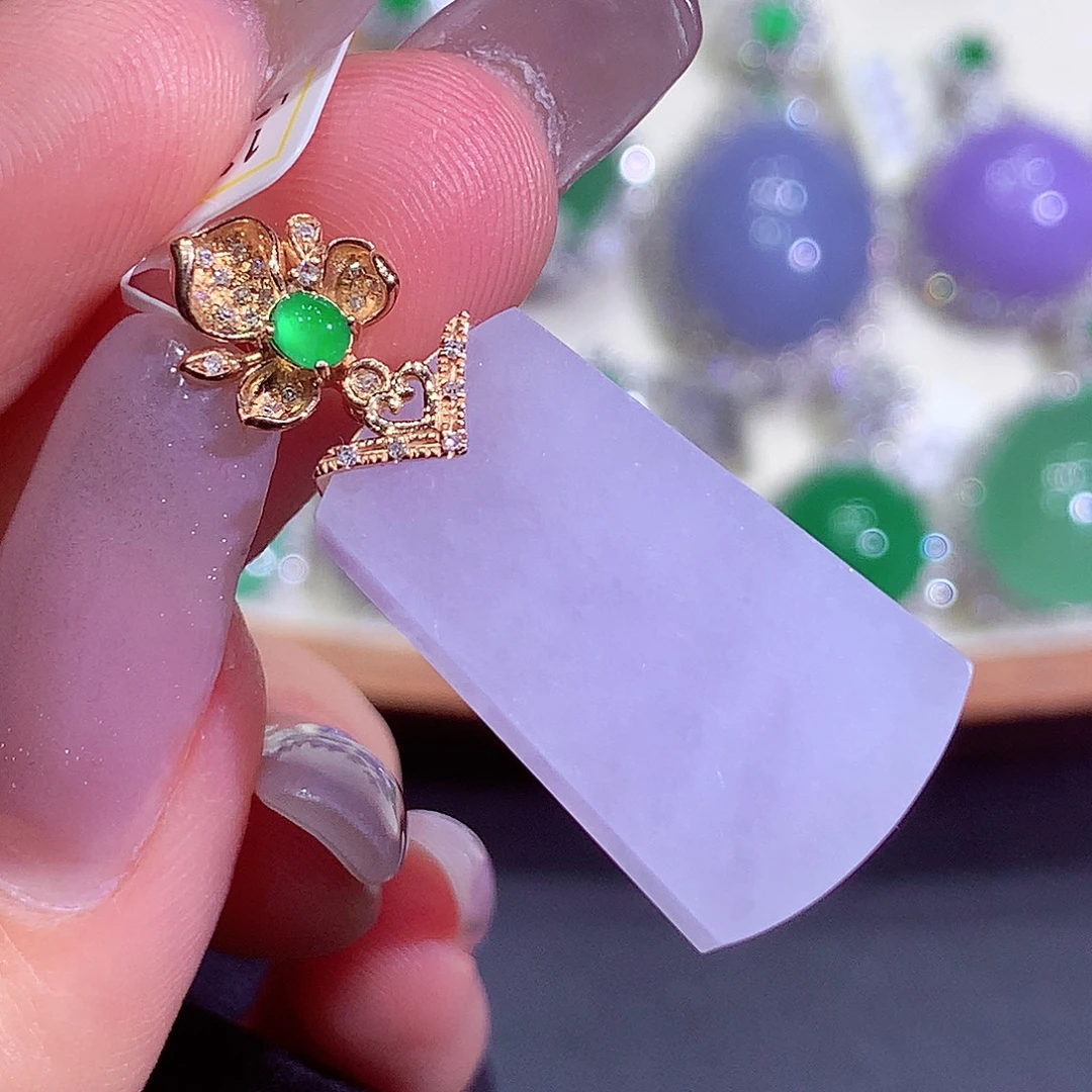 翡翠18K金镶嵌吊坠(不含链)