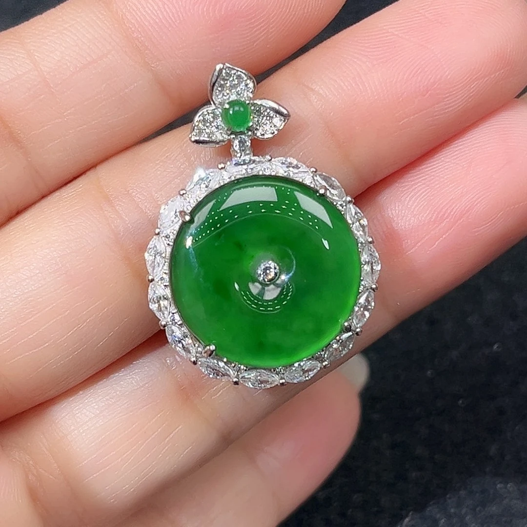 翡翠银S925镶嵌颈饰赠链