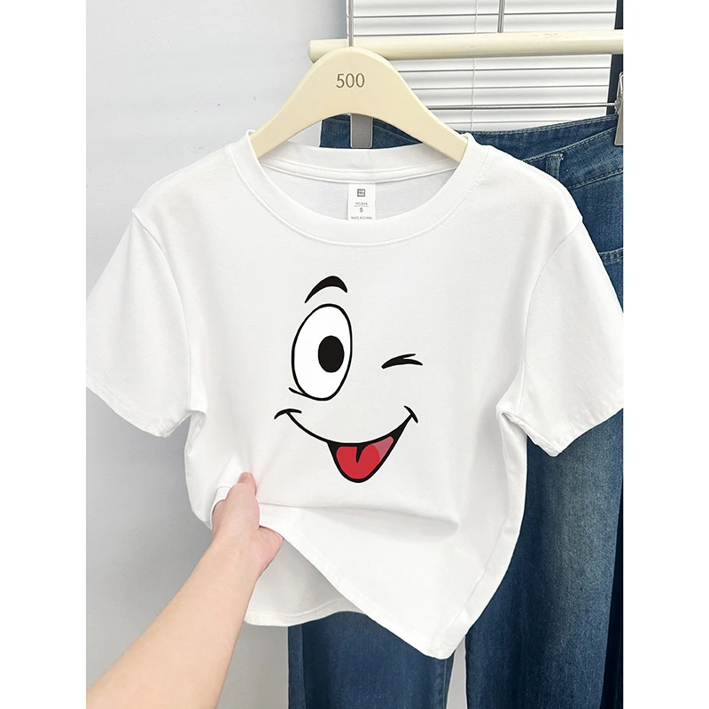 韩版设计感印花短袖T恤女夏季潮流洋气大码休闲正肩显瘦上衣ins潮