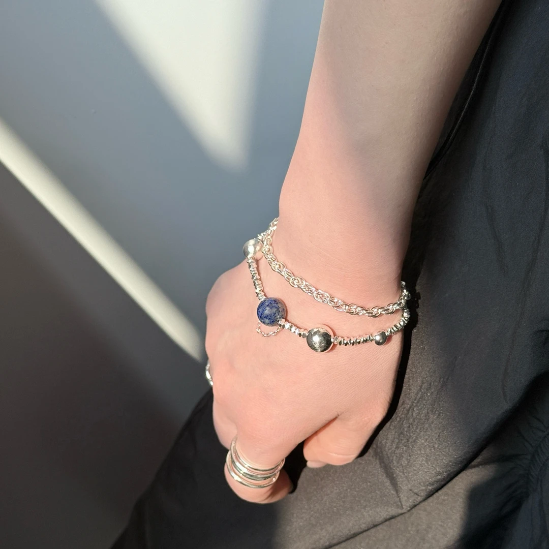 铜合金手链 hucares「液态星辰」原创百搭链条小众韩系简约高级感银