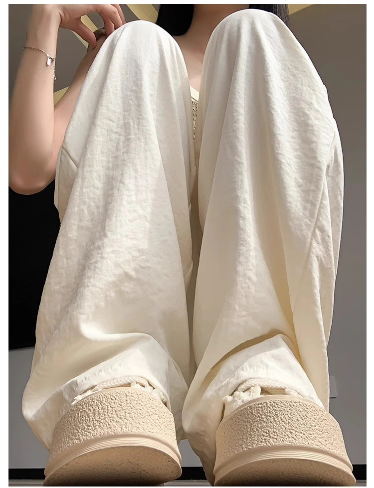 【奶芙裤】【裤长可选】冰丝阔腿肌理感夏季慵懒风薄款高腰垂感休闲裤