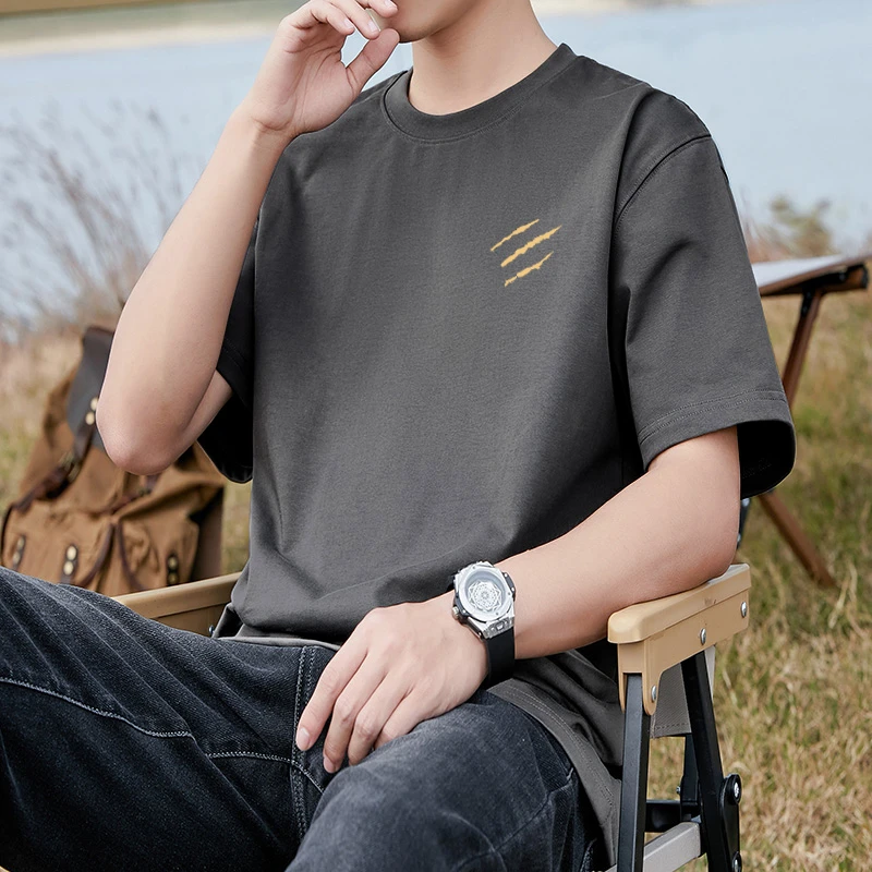 2025夏男士短袖t恤半袖男装潮牌印花体恤衫上衣服男圆领