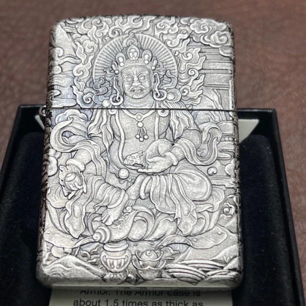 Zippo打火机古银盔甲黄财神13