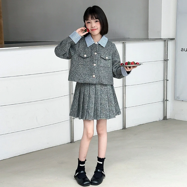 2025秋季新款女中大童小香风套装秋冬洋气儿童潮流时尚气质穿搭