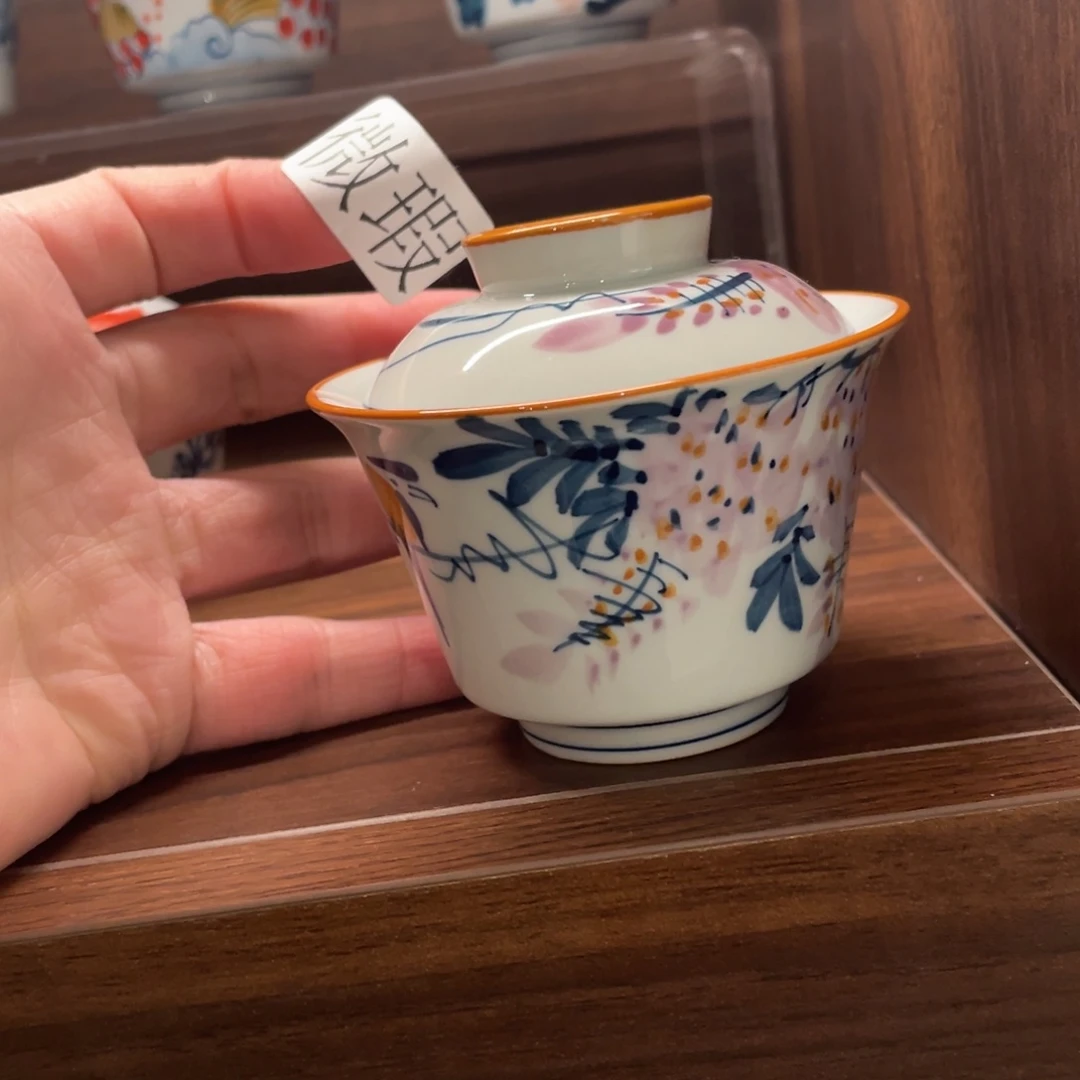 釉下手绘茶具微瑕