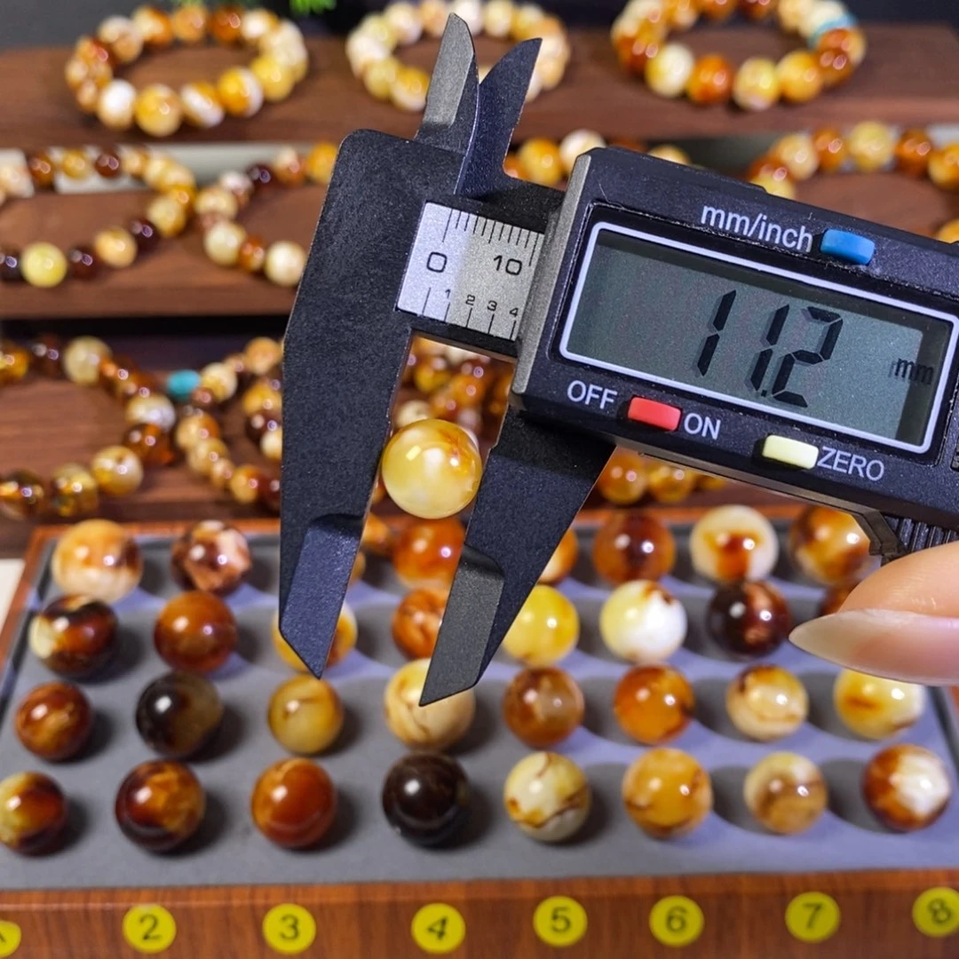 蜜蜡未镶嵌手链沁色蜜蜡圆珠