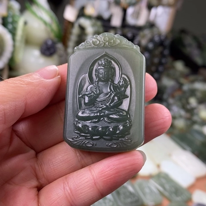 和田玉未镶嵌颈饰大势至