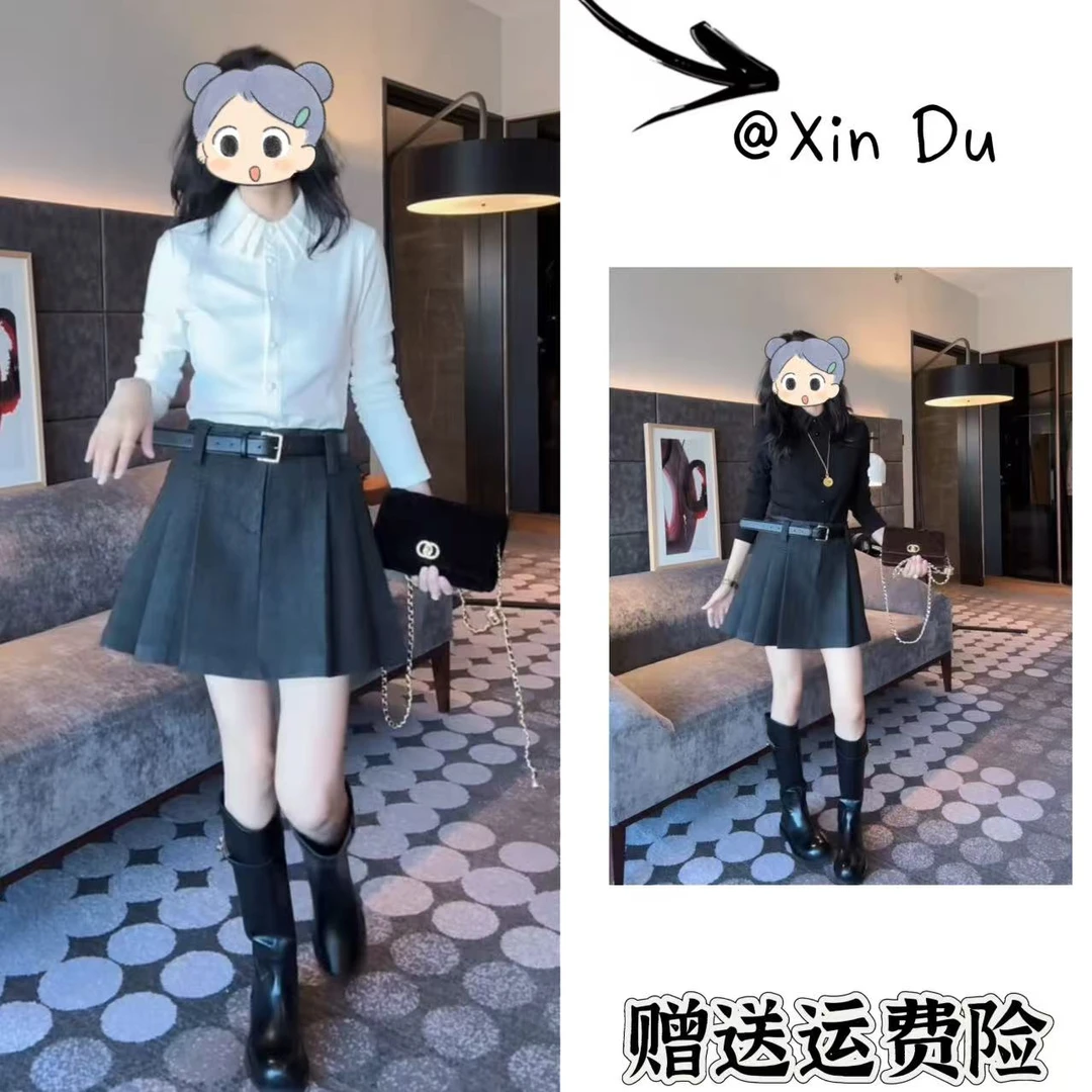2025秋冬季新款时尚显瘦气质女士网红洋气两件套百搭款D25340