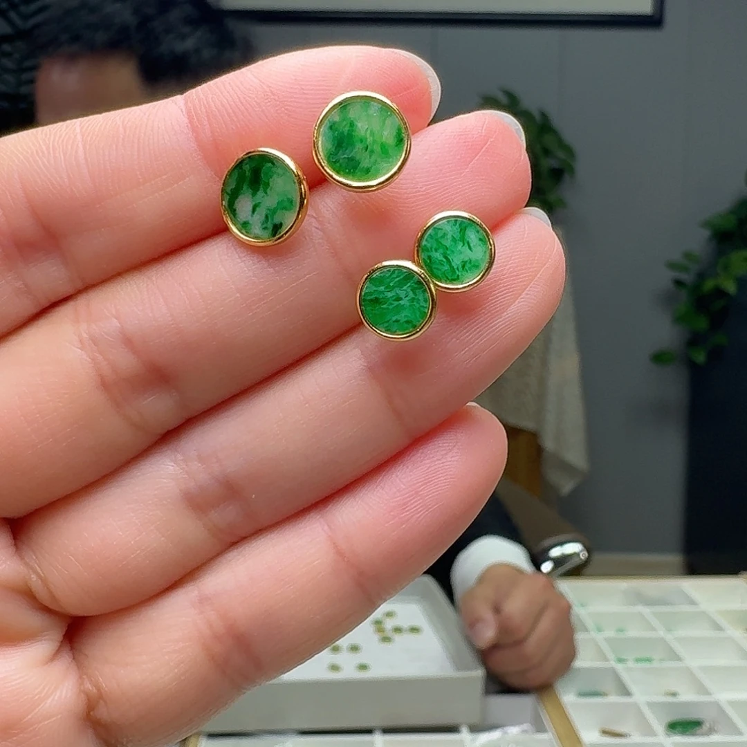 翡翠银S925镶嵌耳饰多样性发货其一