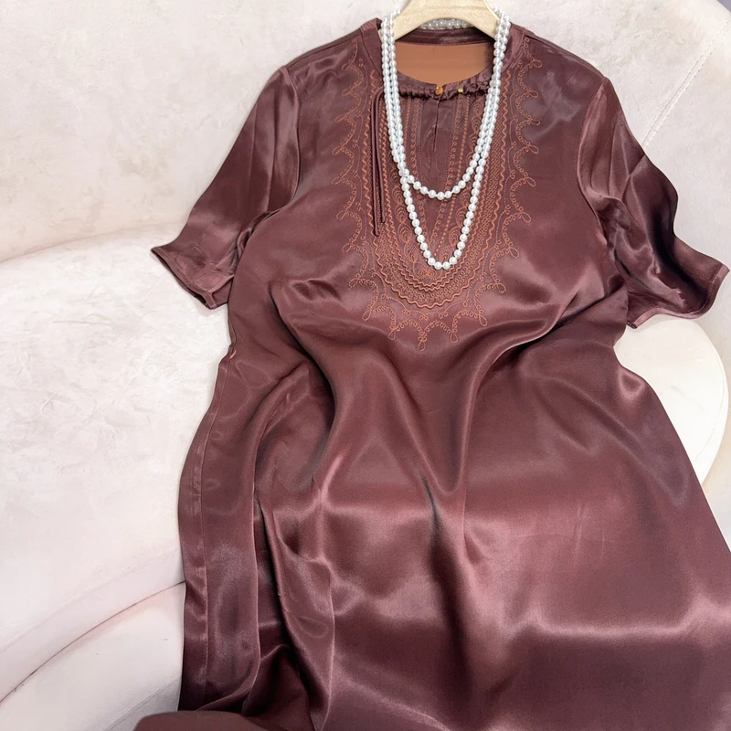 7681-1-新中式刺绣长款连衣裙