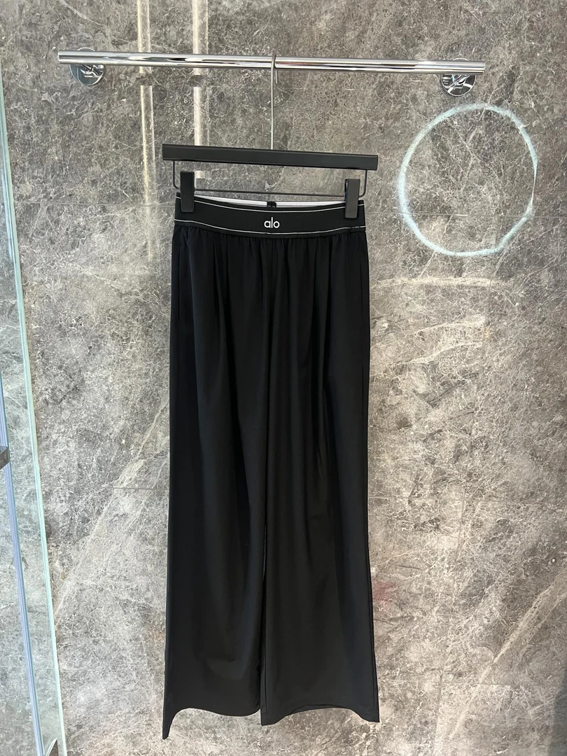 Al0 yoga 垂感气质时尚舒适松紧腰加长显瘦直筒百搭织带神裤63690