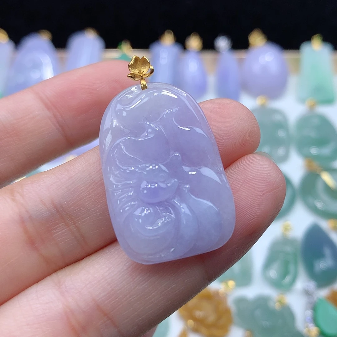 颈饰18K金镶嵌翡翠翡翠