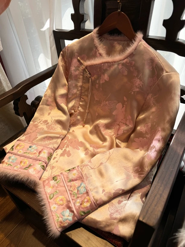 『醉美』原创设计高端重工刺绣夹棉国风唐装衬衫上衣太太服